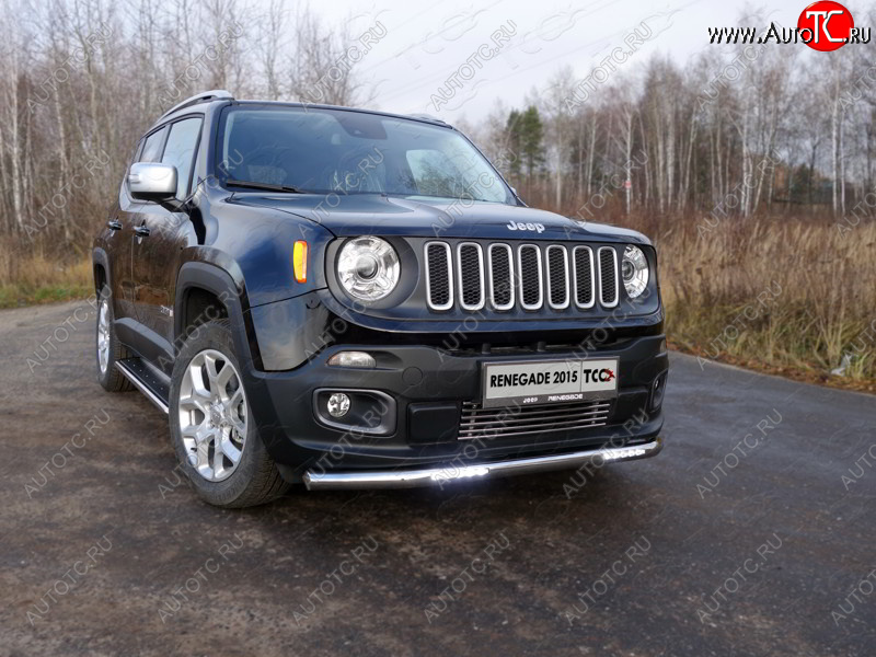 39 999 р. Защита переднего бампера нижняя с ДХО 60,3 мм ТСС Тюнинг Jeep Renegade (2015-2024) (нержавейка)  с доставкой в г. Владивосток