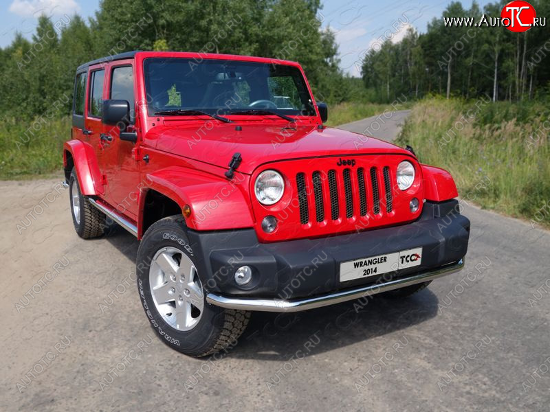 20 999 р. Защита переднего бампера нижняя d76,1 мм ТСС Тюнинг  Jeep Wrangler  JK (2007-2018) (нержавейка)  с доставкой в г. Владивосток