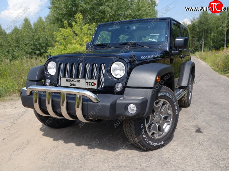 30 999 р. Защита переднего бампера кенгурин 60,3 мм ТСС Тюнинг  Jeep Wrangler  JK (2007-2018) (нержавейка)  с доставкой в г. Владивосток