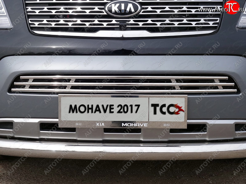 7 699 р. Декоративная вставка переднего бампера ТСС Тюнинг  KIA Mohave  HM (2017-2020) рестайлинг (d 16 мм)  с доставкой в г. Владивосток