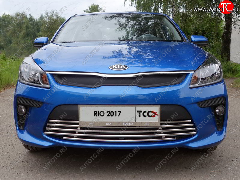 7 699 р. Нижняя декоративная вставка в бампер ТСС Тюнинг  KIA Rio  4 YB (2017-2020) дорестайлинг, хэтчбэк (d 16 мм)  с доставкой в г. Владивосток