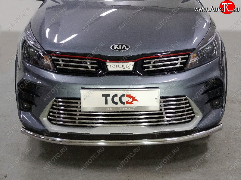 9 749 р. Нижняя декоративная вставка в бампер ТСС Тюнинг  KIA Rio  X (2020-2025) рестайлинг (d 12 мм)  с доставкой в г. Владивосток