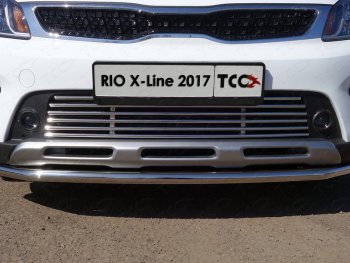 9 349 р. Нижняя декоративная вставка в бампер ТСС Тюнинг  KIA Rio  X-line (2017-2021) (d 12 мм)  с доставкой в г. Владивосток. Увеличить фотографию 1