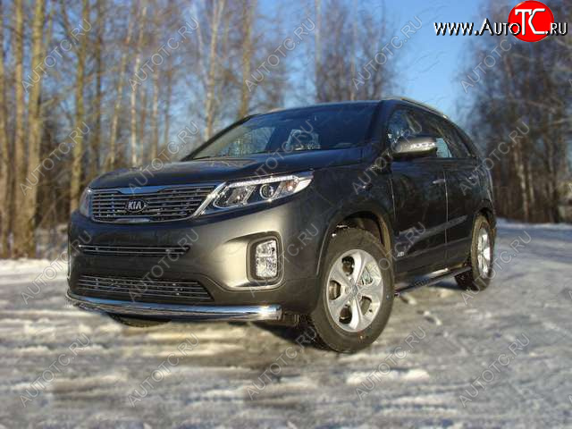 20 899 р. Защита переднего бампера овальная 75х42 мм ТСС тюнинг KIA Sorento UM/Prime рестайлинг (2018-2020) (нержавейка)  с доставкой в г. Владивосток