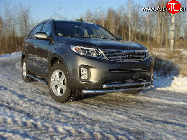 22 599 р. Защита переднего бампера нижняя 60,3*50,8 мм ТСС Тюнинг KIA Sorento XM рестайлинг (2012-2015) (нержавейка)  с доставкой в г. Владивосток