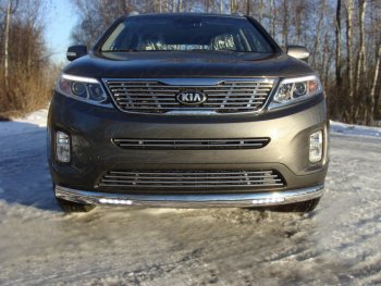 Защита переднего бампера овальная с ДХО 75х42 мм ТСС тюнинг KIA Sorento XM рестайлинг (2012-2015)  (нержавейка)