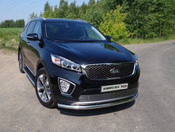 18 699 р. Защита переднего бампера нижняя d60,3 мм ТСС Тюнинг  KIA Sorento  UM/Prime (2014-2018) дорестайлинг (нержавейка)  с доставкой в г. Владивосток. Увеличить фотографию 1