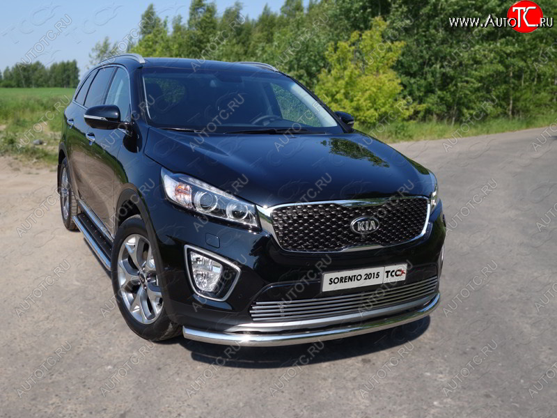 18 699 р. Защита переднего бампера нижняя d60,3 мм ТСС Тюнинг  KIA Sorento  UM/Prime (2014-2018) дорестайлинг (нержавейка)  с доставкой в г. Владивосток