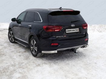 Защита задняя (уголки овальные, нержавейка 75х42 мм) ТСС Тюнинг KIA Sorento UM/Prime рестайлинг (2018-2020)  (уголки овальные)