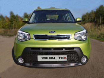 2 339 р. Нижняя декоративная вставка в бампер ТСС Тюнинг  KIA Soul  PS (2014-2016) дорестайлинг (d 12 мм)  с доставкой в г. Владивосток. Увеличить фотографию 1