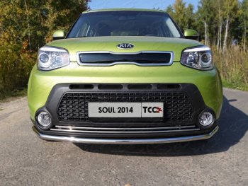 2 339 р. Нижняя декоративная вставка в бампер ТСС Тюнинг  KIA Soul  PS (2014-2016) дорестайлинг (d 16 мм)  с доставкой в г. Владивосток. Увеличить фотографию 1