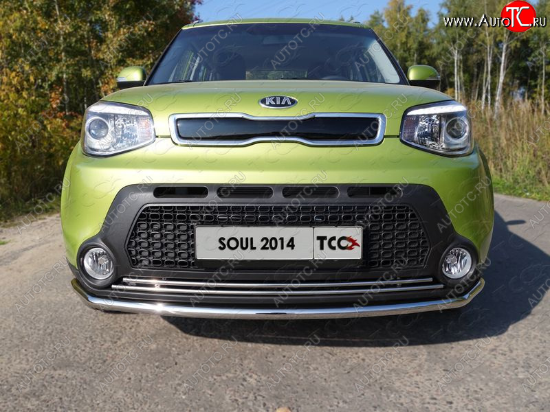 2 339 р. Нижняя декоративная вставка в бампер ТСС Тюнинг  KIA Soul  PS (2014-2016) дорестайлинг (d 16 мм)  с доставкой в г. Владивосток