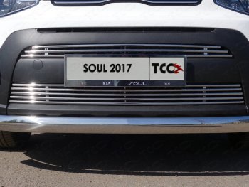 3 099 р. Декоративная вставка переднего бампера ТСС Тюнинг  KIA Soul  PS (2017-2019) рестайлинг (d 12 мм)  с доставкой в г. Владивосток. Увеличить фотографию 1