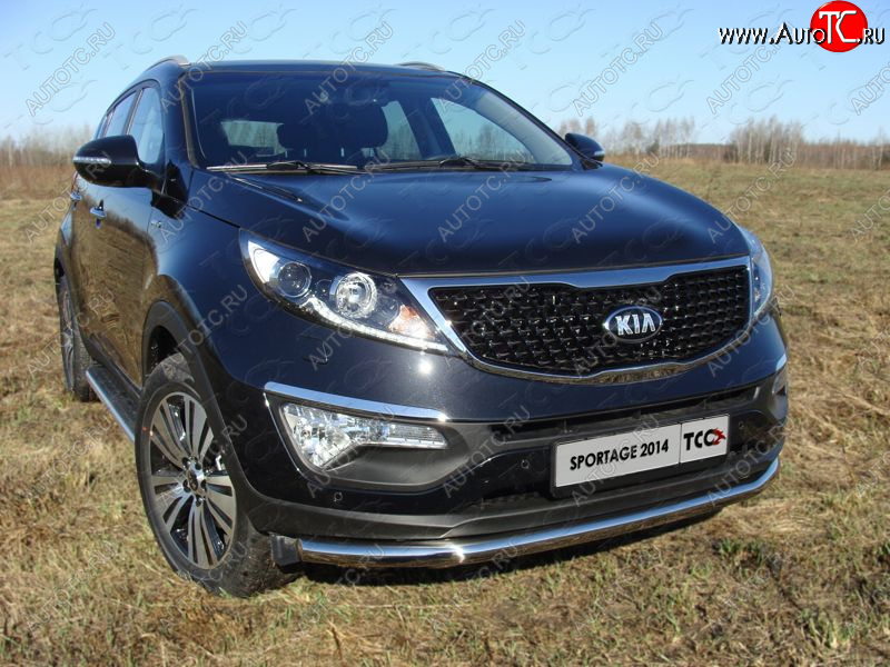 18 699 р. Защита переднего бампера нижняя d60,3 мм ТСС Тюнинг  KIA Sportage  3 SL (2014-2016) рестайлинг (нержавейка)  с доставкой в г. Владивосток