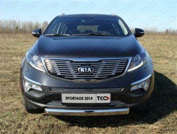 9 349 р. Верхняя декоративная вставка решетки радиатора ТСС Тюнинг  KIA Sportage  3 SL (2014-2016) рестайлинг (d 12 мм)  с доставкой в г. Владивосток. Увеличить фотографию 1