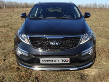 38 949 р. Защита переднего бампера нижняя с ДХО 60,3 мм ТСС Тюнинг  KIA Sportage  3 SL (2014-2016) рестайлинг (нержавейка)  с доставкой в г. Владивосток. Увеличить фотографию 1