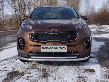 6 099 р. Декоративная вставка переднего бампера ТСС Тюнинг  KIA Sportage  4 QL (2016-2018) дорестайлинг (d 12 мм)  с доставкой в г. Владивосток. Увеличить фотографию 1