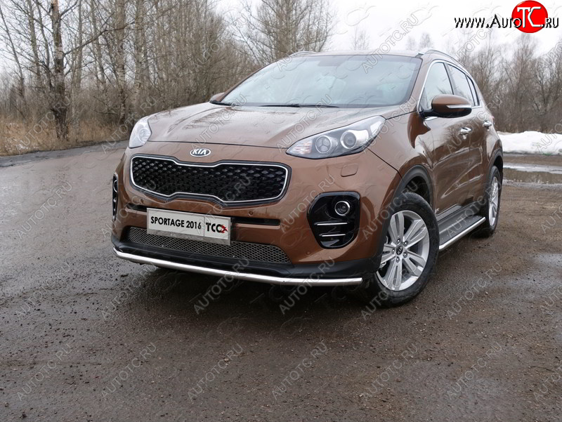 18 699 р. Защита переднего бампера нижняя d42,4 мм ТСС Тюнинг  KIA Sportage  4 QL (2016-2018) дорестайлинг (нержавейка)  с доставкой в г. Владивосток