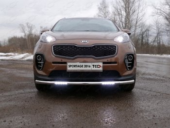 38 949 р. Защита переднего бампера нижняя с ДХО 60,3 мм ТСС Тюнинг  KIA Sportage  4 QL (2016-2018) дорестайлинг (нержавейка)  с доставкой в г. Владивосток. Увеличить фотографию 1