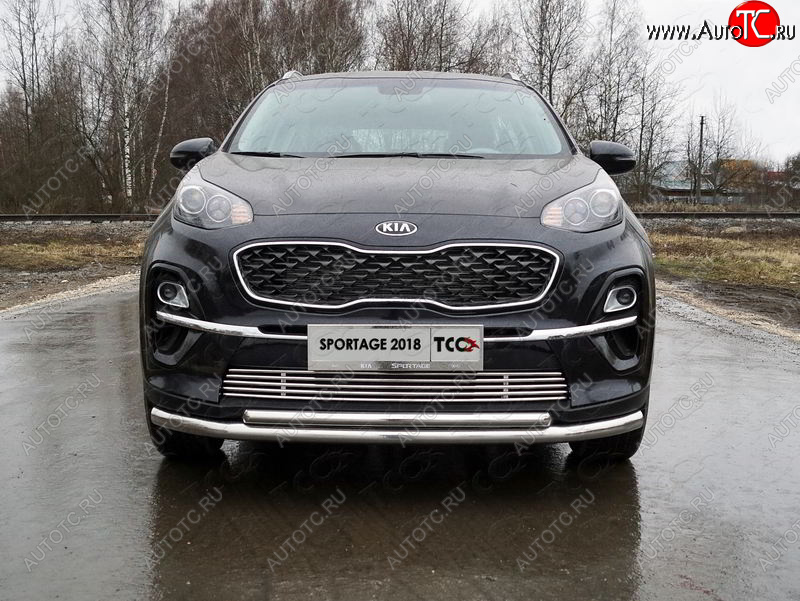 7 699 р. Декоративная вставка решетки радиатора ТСС Тюнинг  KIA Sportage  4 QL (2018-2022) рестайлинг (d 12 мм)  с доставкой в г. Владивосток