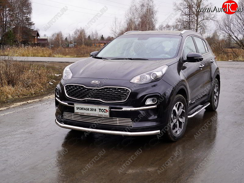 19 999 р. Защита переднего бампера нижняя d60,3 мм ТСС Тюнинг  KIA Sportage  4 QL (2018-2022) рестайлинг (нержавейка)  с доставкой в г. Владивосток