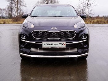 38 949 р. Защита переднего бампера нижняя с ДХО 60,3 мм ТСС Тюнинг  KIA Sportage  4 QL (2018-2022) рестайлинг (нержавейка)  с доставкой в г. Владивосток. Увеличить фотографию 1