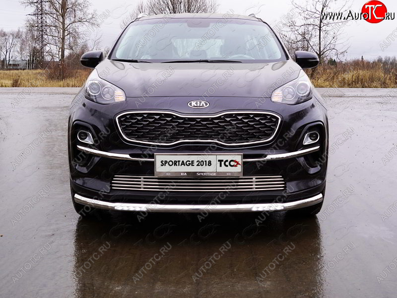 38 949 р. Защита переднего бампера нижняя с ДХО 60,3 мм ТСС Тюнинг  KIA Sportage  4 QL (2018-2022) рестайлинг (нержавейка)  с доставкой в г. Владивосток