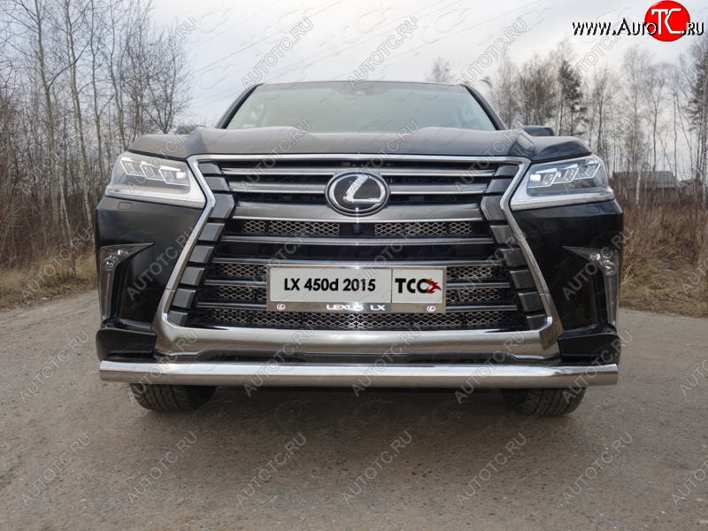 27 999 р. Защита переднего бампера нижняя 76,1 мм ТСС Тюнинг Lexus LX570 J200 2-ой рестайлинг (2015-2022) (нержавейка)  с доставкой в г. Владивосток