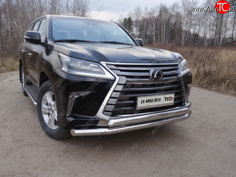 38 949 р. Защита передняя нижняя двойная 76,1*75 мм кроме F-Sport Тюнинг  Lexus LX450d  J200 - LX570  J200 (нержавейка)  с доставкой в г. Владивосток