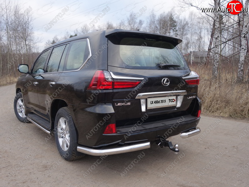 22 599 р. Защита задняя (уголки, нержавейка 76,1 мм) ТСС Тюнинг  Lexus LX450d  J200 - LX570  J200  с доставкой в г. Владивосток