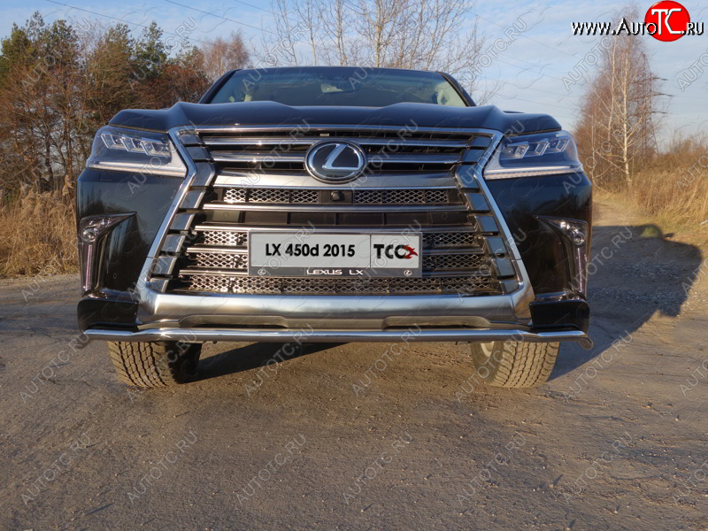 24 949 р. Защита переднего бампера нижняя d42,4 мм ТСС Тюнинг Lexus LX570 J200 2-ой рестайлинг (2015-2022) (нержавейка)  с доставкой в г. Владивосток