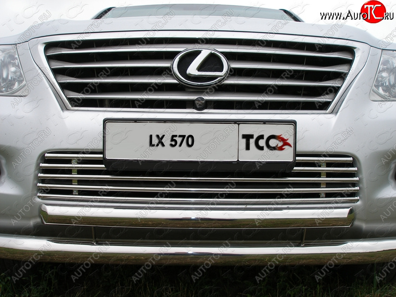 12 299 р. Декоративная вставка переднего бампера (кроме F-Sport) ТСС Тюнинг  Lexus LX570  J200 (2007-2012) дорестайлинг (d 16 мм)  с доставкой в г. Владивосток