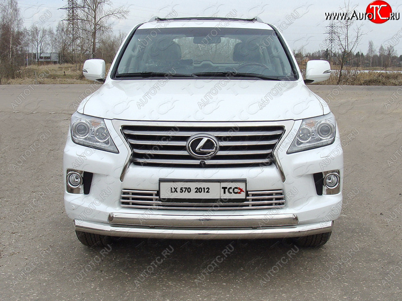 38 949 р. Защита передняя нижняя двойная 76,1*75 мм кроме F-Sport Тюнинг Lexus LX570 J200 1-ый рестайлинг (2012-2015) (нержавейка)  с доставкой в г. Владивосток