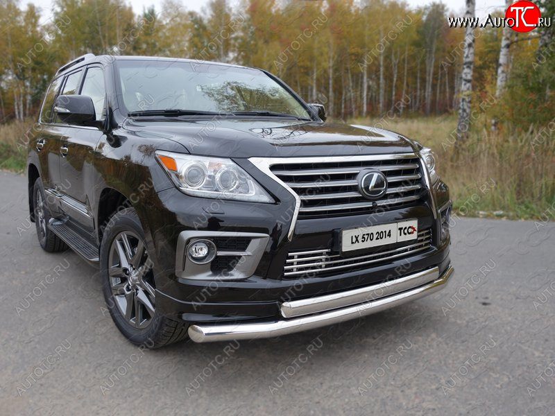 37 649 р. Защита передняя нижняя двойная 76,1*75 мм Sport Тюнинг Lexus LX570 J200 1-ый рестайлинг (2012-2015) (нержавейка)  с доставкой в г. Владивосток