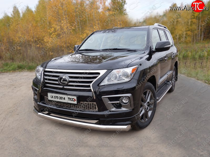 27 999 р. Защита переднего бампера нижняя 76,1 мм ТСС Тюнинг Lexus LX570 J200 1-ый рестайлинг (2012-2015) (нержавейка)  с доставкой в г. Владивосток