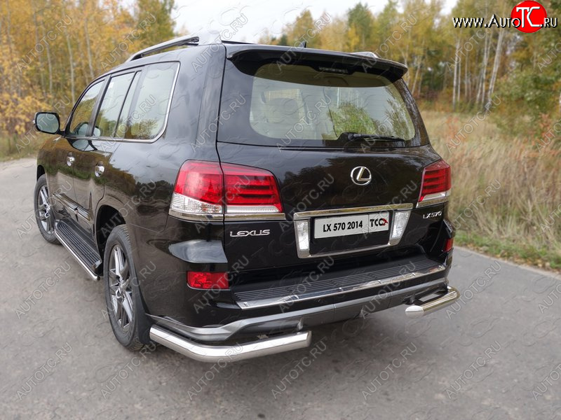 27 999 р. Защита задняя (уголки, нержавейка 76,1 мм) ТСС Тюнинг Lexus LX570 J200 1-ый рестайлинг (2012-2015)  с доставкой в г. Владивосток