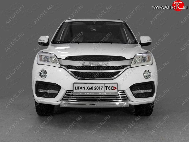 7 699 р. Нижняя декоративная вставка в бампер ТСС Тюнинг  Lifan X60 (2016-2025) 2-ой рестайлинг (d 16 мм)  с доставкой в г. Владивосток