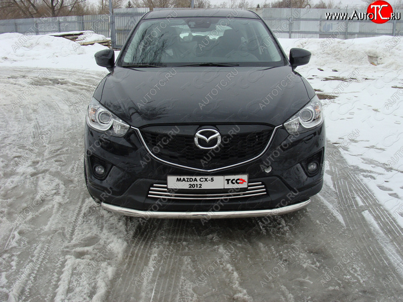 18 699 р. Защита переднего бампера нижняя d60,3 мм ТСС Тюнинг  Mazda CX-5  KE (2011-2014) дорестайлинг (нержавейка)  с доставкой в г. Владивосток