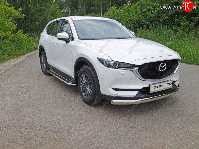 45 999 р. Пороги с площадкой 75х42 мм ТСС Тюнинг  Mazda CX-5  KF (2016-2024) (серые)  с доставкой в г. Владивосток