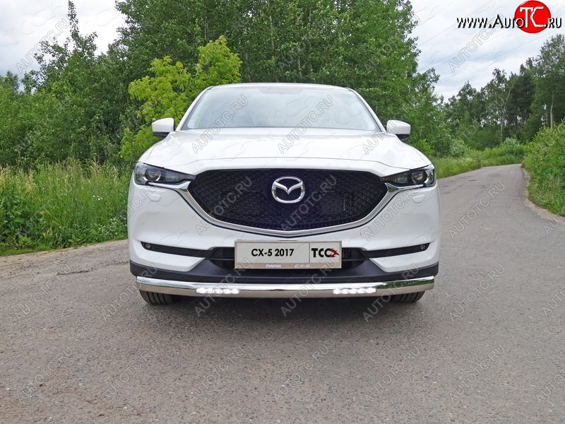 44 999 р. Защита передняя нижняя овальная с ДХО 75х42 мм ТСС Тюнинг  Mazda CX-5  KF (2016-2025) (нержавейка)  с доставкой в г. Владивосток