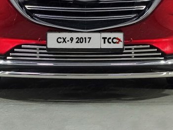 7 699 р. Нижняя декоративная вставка в бампер ТСС Тюнинг  Mazda CX-9  TC (2015-2025) дорестайлинг (d 16 мм)  с доставкой в г. Владивосток. Увеличить фотографию 1