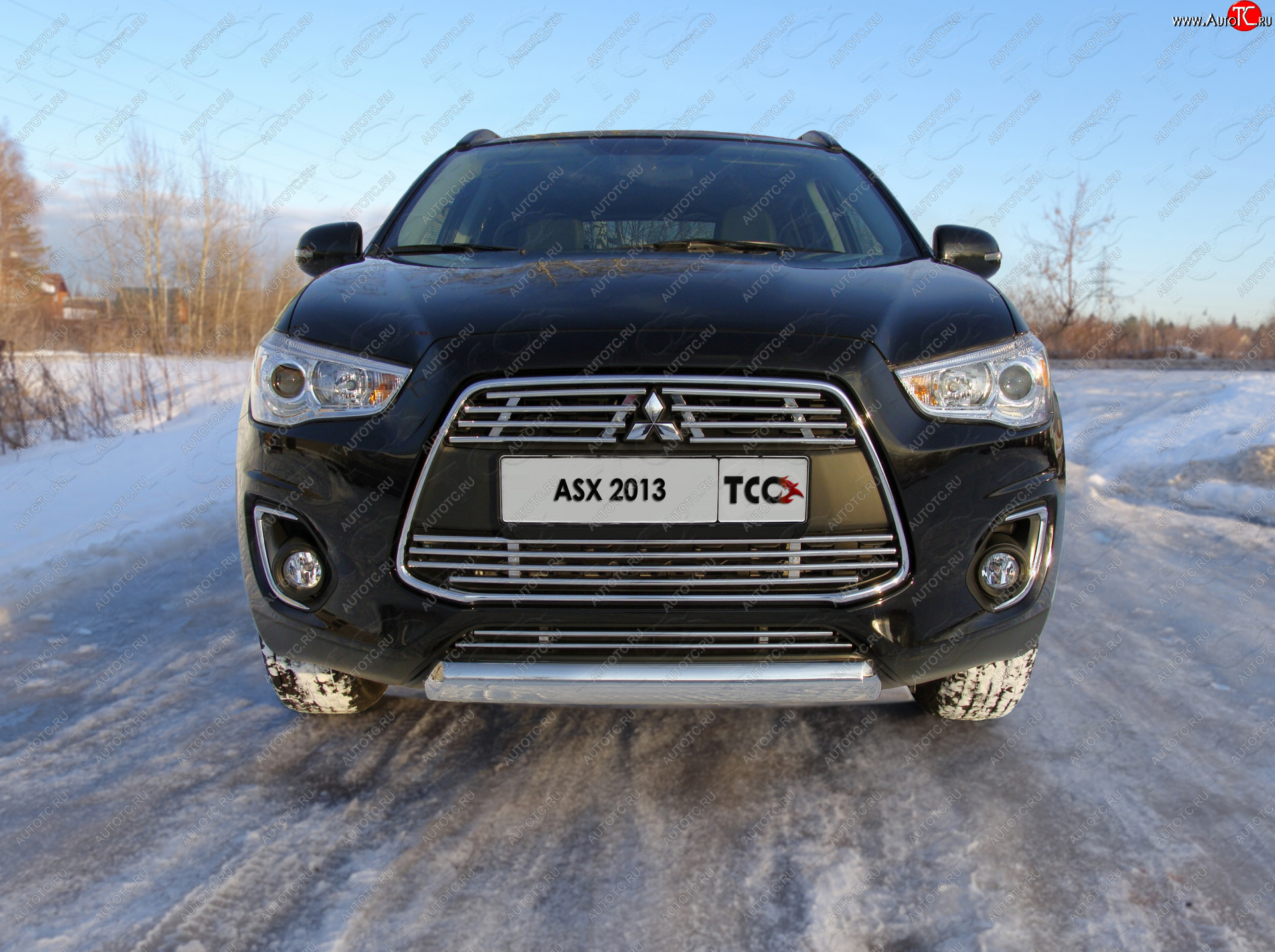 13 499 р. Защита переднего бампера нижняя овальная 75*42 мм ТСС Тюнинг Mitsubishi ASX 1-ый рестайлинг (2013-2016) (нержавейка)  с доставкой в г. Владивосток