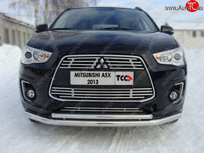 7 699 р. Средняя декоративная вставка в бампер ТСС Тюнинг  Mitsubishi ASX (2013-2016) 1-ый рестайлинг (d 12 мм)  с доставкой в г. Владивосток