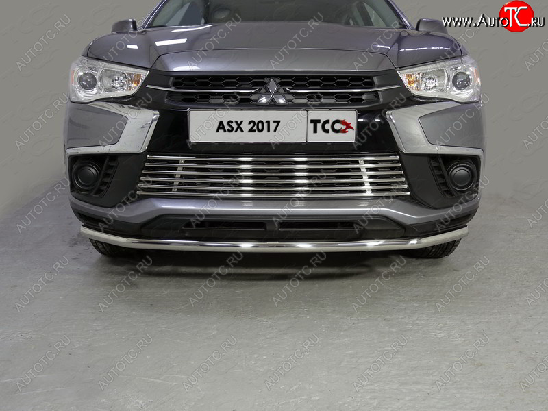 9 349 р. Нижняя декоративная вставка в бампер ТСС Тюнинг  Mitsubishi ASX (2017-2020) 2-ой рестайлинг (d 12 мм)  с доставкой в г. Владивосток