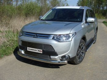 21 899 р. Защита переднего бампера нижняя овальная 75*42 мм ТСС Тюнинг  Mitsubishi Outlander  GF (2014-2016) 1-ый рестайлинг (нержавейка)  с доставкой в г. Владивосток. Увеличить фотографию 1