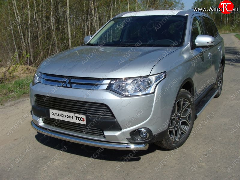 7 699 р. Верхняя декоративная вставка решетки радиатора ТСС Тюнинг  Mitsubishi Outlander  GF (2014-2016) 1-ый рестайлинг (d 12 мм)  с доставкой в г. Владивосток