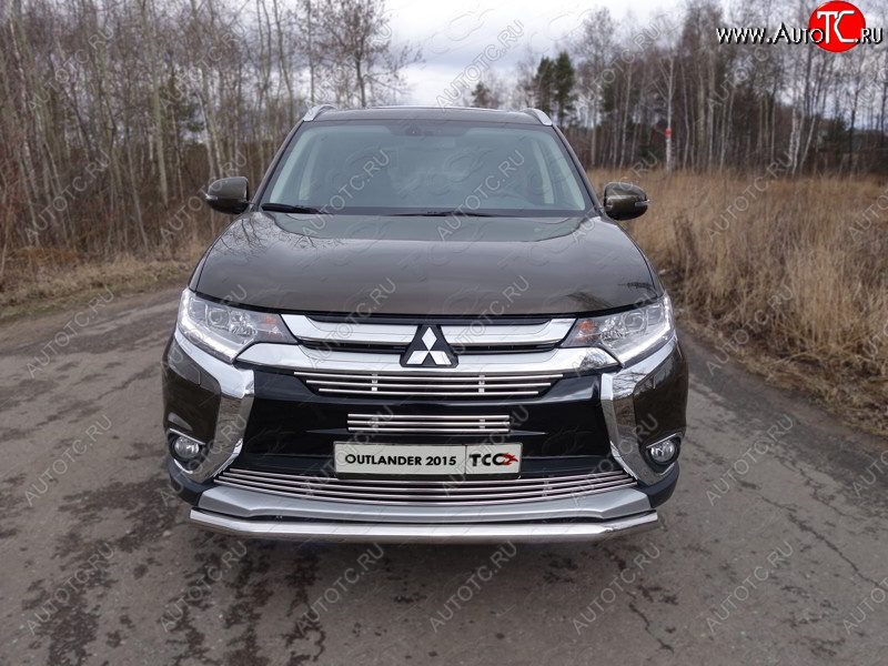 15 549 р. Защита передняя нижняя короткая 60,3 мм ТСС Тюнинг  Mitsubishi Outlander  GF (2015-2018) 2-ой рестайлинг (нержавейка)  с доставкой в г. Владивосток