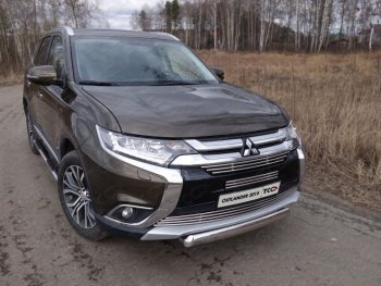 21 899 р. Защита переднего бампера нижняя овальная 75*42 мм ТСС Тюнинг  Mitsubishi Outlander  GF (2015-2018) 2-ой рестайлинг (нержавейка)  с доставкой в г. Владивосток. Увеличить фотографию 1