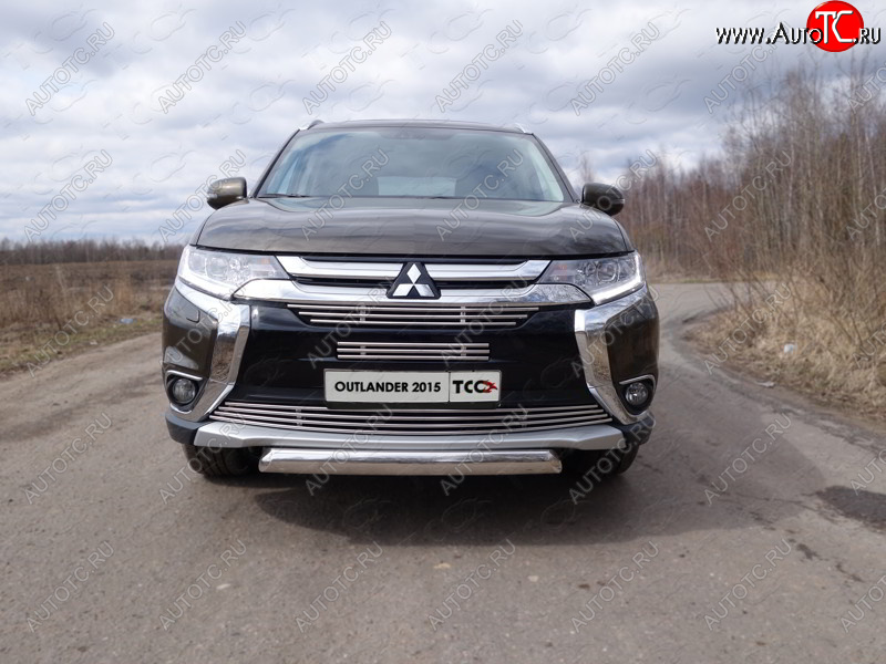 7 699 р. Верхняя декоративная вставка решетки радиатора ТСС Тюнинг  Mitsubishi Outlander  GF (2015-2018) 2-ой рестайлинг (d 12 мм)  с доставкой в г. Владивосток