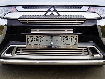 9 349 р. Нижняя декоративная вставка в бампер ТСС Тюнинг  Mitsubishi Outlander  GF (2018-2022) 3-ий рестайлинг (d 12 мм)  с доставкой в г. Владивосток. Увеличить фотографию 1